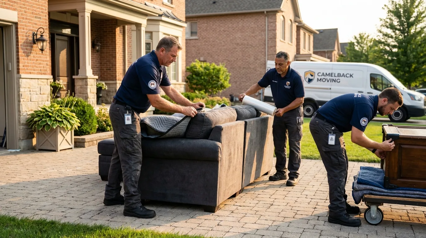 Large estate moving crew wrapping furniture in Rocksprings, TX